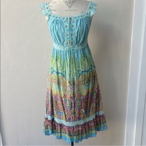 Bila Blue and Green Boho Dress